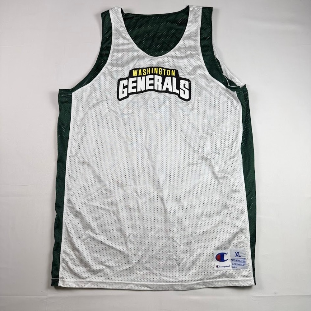 Vintage Champion Washington Generals Reversible Basketball Jersey XL White Green